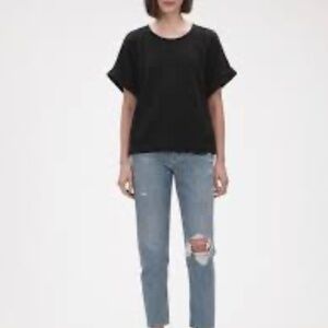 GAP True Black Gauzy Tee Short Sleeve Round Neck Size S
